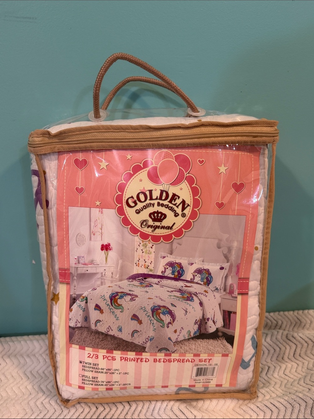 Quality Bedding Kids Unicorn Printed Bedspread - Pink/White